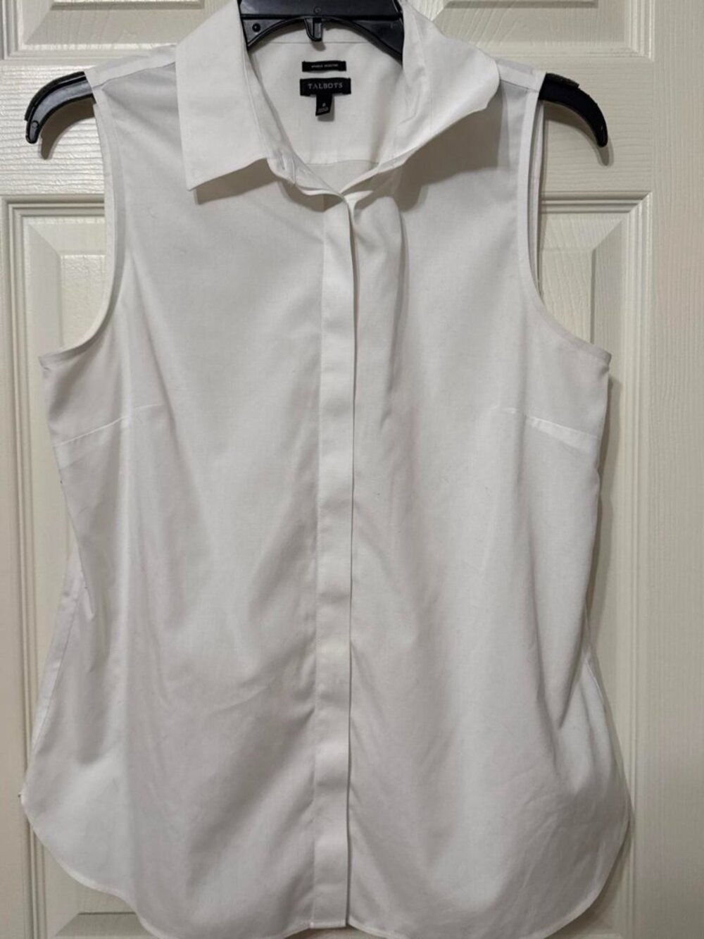 Talbots 8 white sleeveless button up blouse #blouse #formal